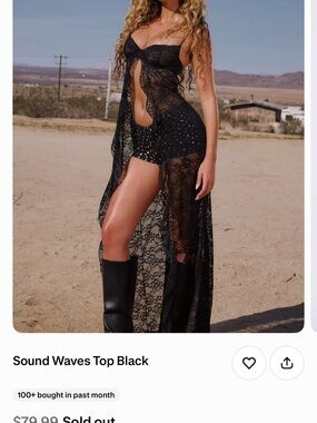 White Fox Boutique Black Sheer Lace Maxi Top with Built-In Bralette